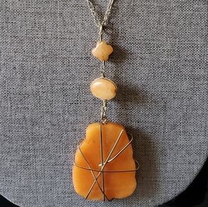 Karma Bella wire wrapped stone necklace in brushed champagne goldtone chain